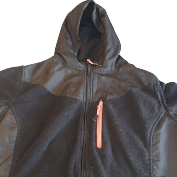 Snozu Womens Black Hooded Fleece Jacket Size 1X With Full Zip Closure & Pink Zip - Picture 9 of 11
